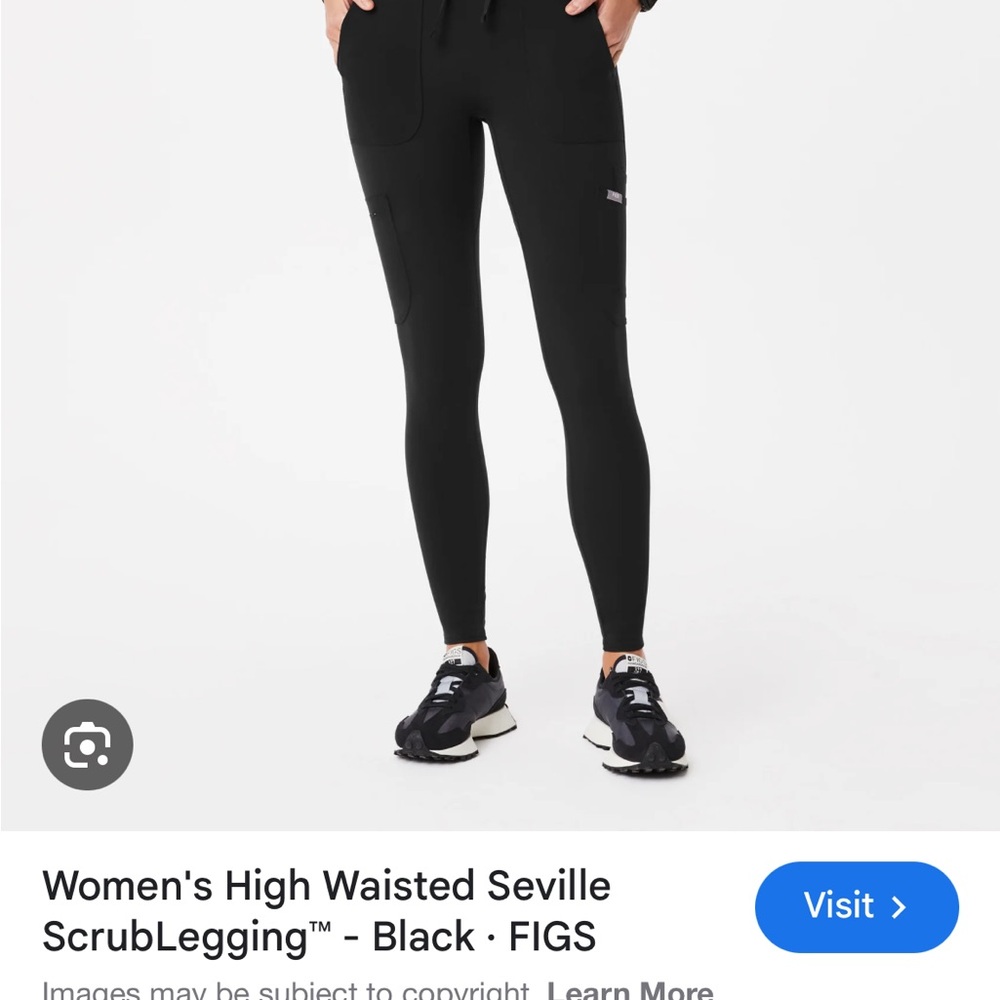 Figs Women's High Waisted Scrub Leggings - Black